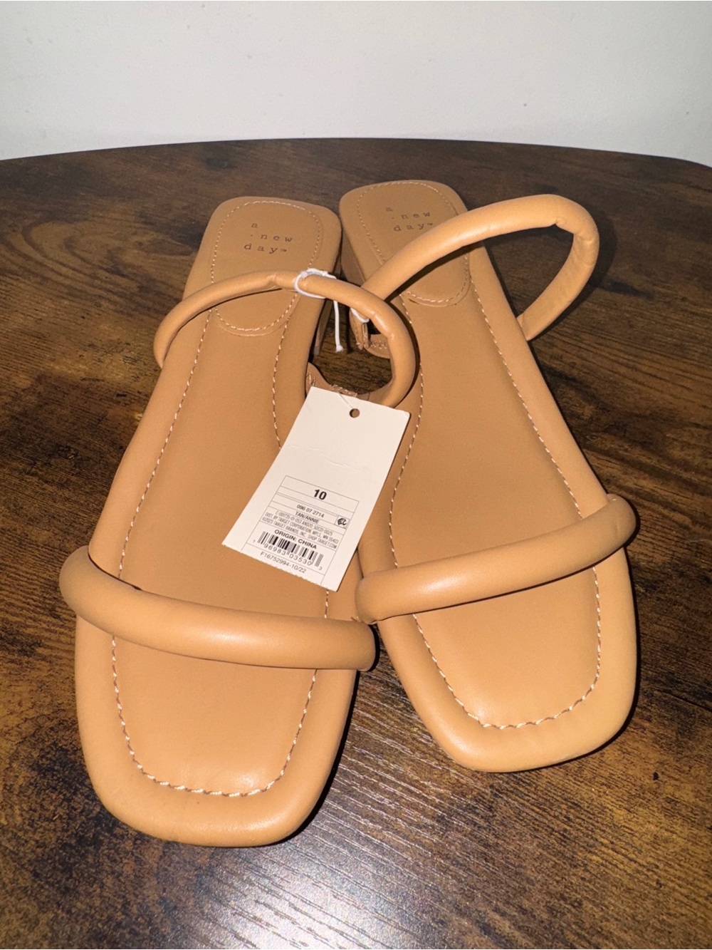 New Day Women's Tan Slide Sandals Size 10